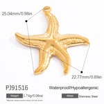 Gold color / 1 Piece Romantic Series Stunning Starfish Stainless Steel Gold Color DIY Women's Pendants Picture7